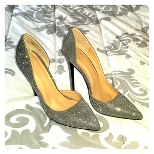 Silver sparkle heels